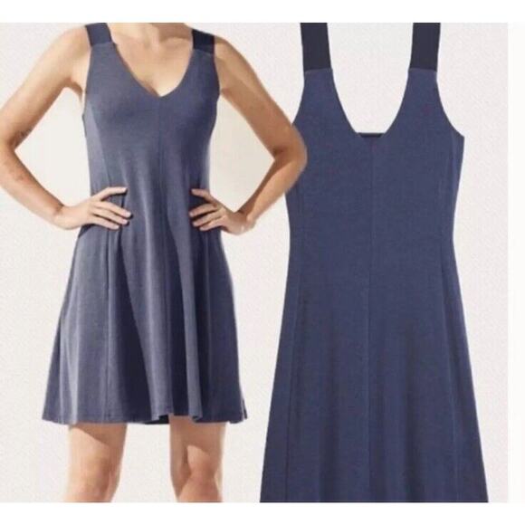 Athleta Santorini support dress Heather Navy built in bra top dress Size Small - Picture 1 of 5